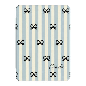 Custom Name Blue Stripes with Bows Amazon Kindle Case, Paperwhite 11th Case