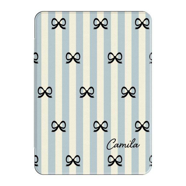 Custom Name Blue Stripes with Bows Amazon Kindle Case, Paperwhite 11th Case